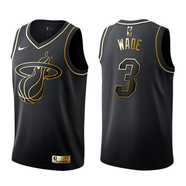 2019-20 Miami Heat Dwyane Wade 3 Black Black Golden Edition Jersey