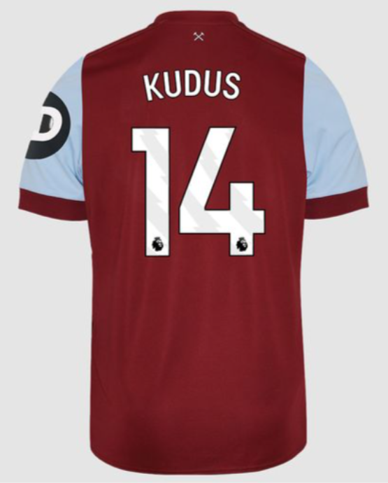 23-24 West Ham United KUDUS 14 Home Jersey