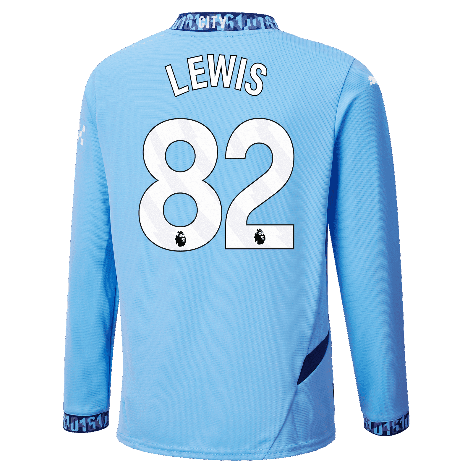 Manchester City Rico Lewis 82 Home Long Sleeve Jersey 24-25