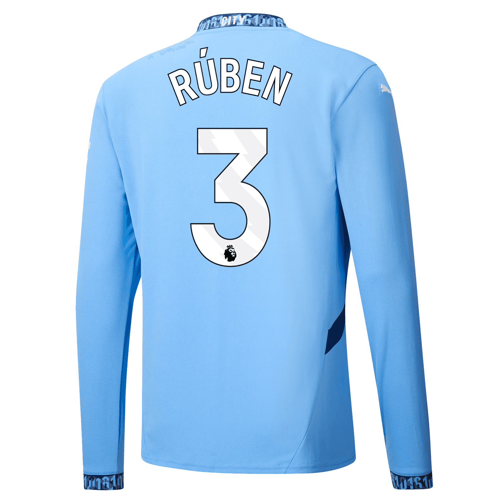 Manchester City Ruben Dias 3 Home Long Sleeve Jersey 24-25