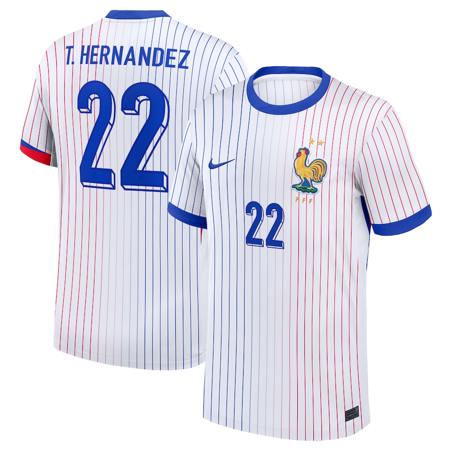 France Away T. Hernandez 22 Soccer Jersey 2024