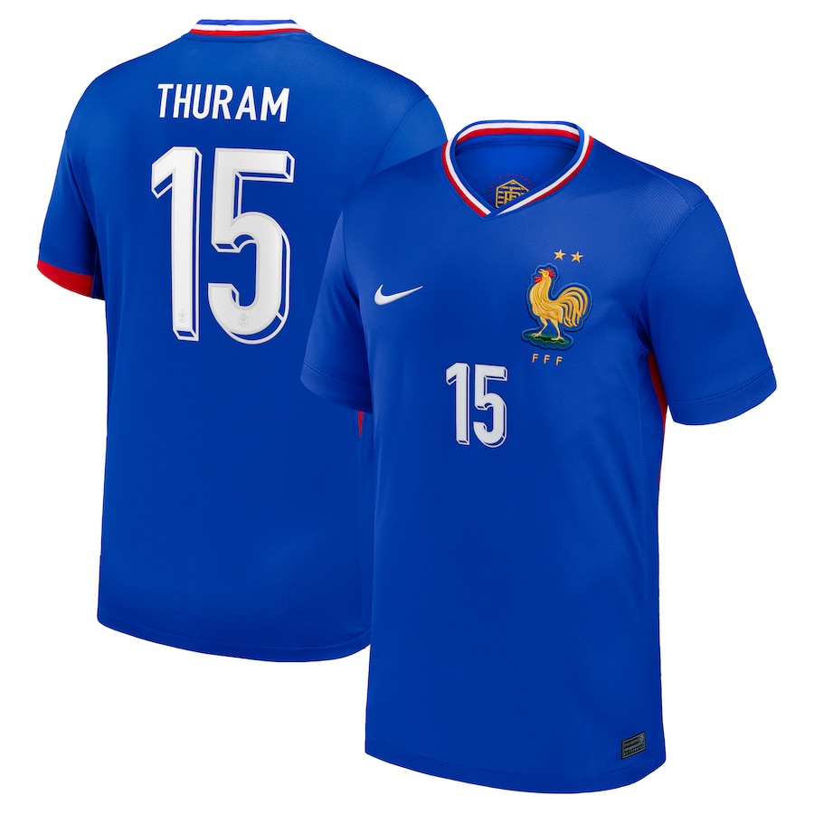 France Home Thuram 15 Soccer Jersey 2024 KICKOFFSHOPPER