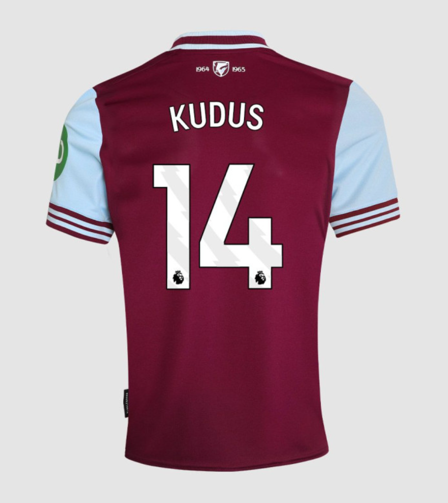 24-25 West Ham United Home KUDUS 14 Jersey