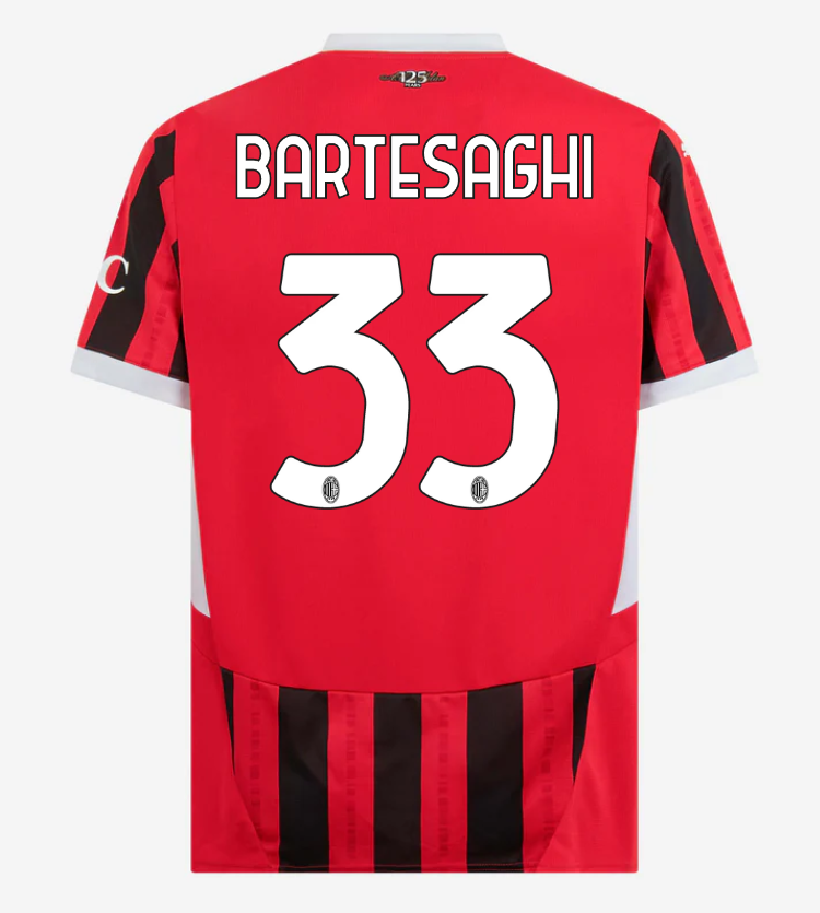 AC Milan Home Bartesaghi 33 Serie A Jersey 24-25