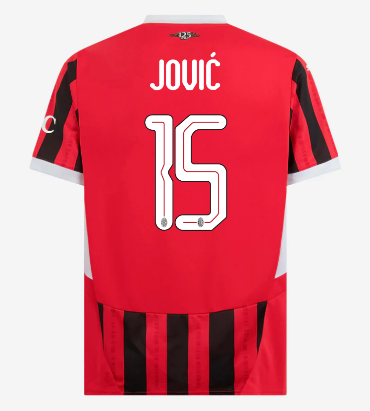 AC Milan Home Jović 15 Champions League Jersey 24-25