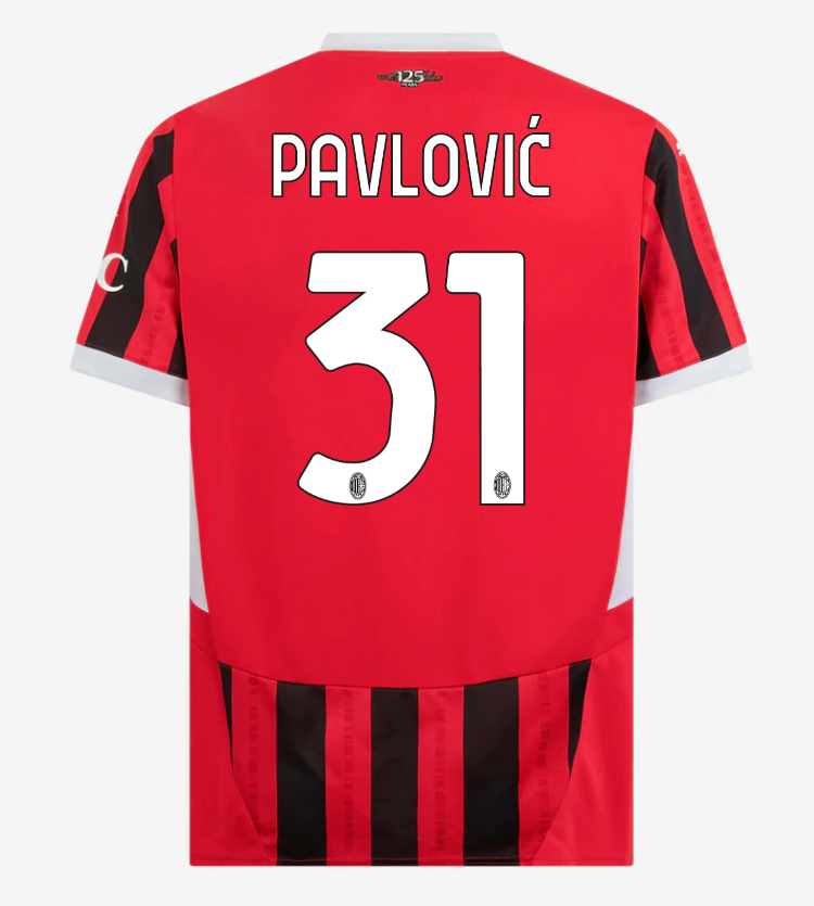 AC Milan Home Pavlović 31 Serie A Jersey 24-25