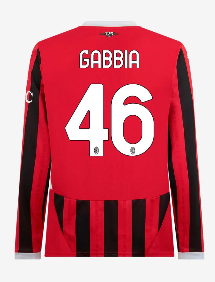 AC Milan Home Long Sleeve GABBIA 46 Serie A Jersey 24-25