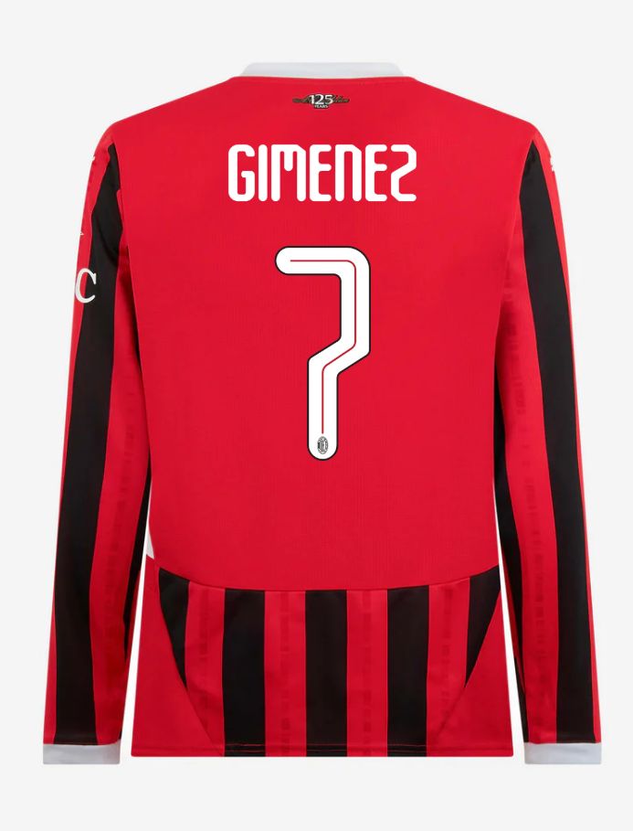 AC Milan Home Long Sleeve Gimenez 7 Champions League Jersey 24-25