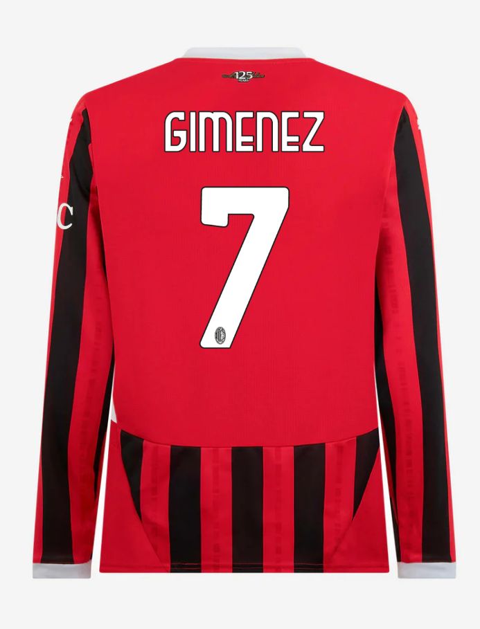 AC Milan Home Long Sleeve Gimenez 7 Serie A Jersey 24-25