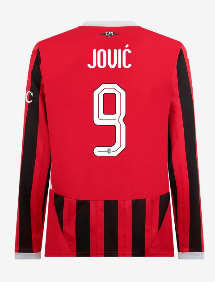 AC Milan Home Long Sleeve Jović 9 Champions League Jersey 24-25