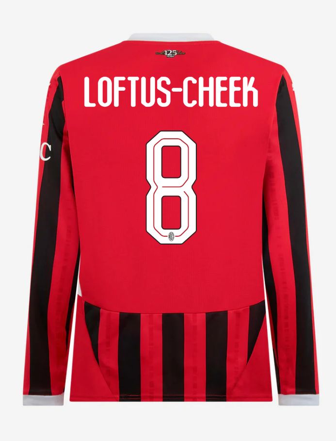 AC Milan Home Long Sleeve Loftus-Cheek 8 Champions League Jersey 24-25