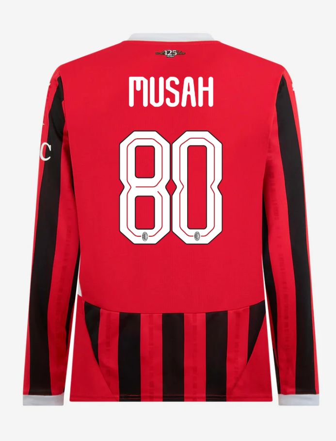 AC Milan Home Long Sleeve Musah 80 Champions League Jersey 24-25