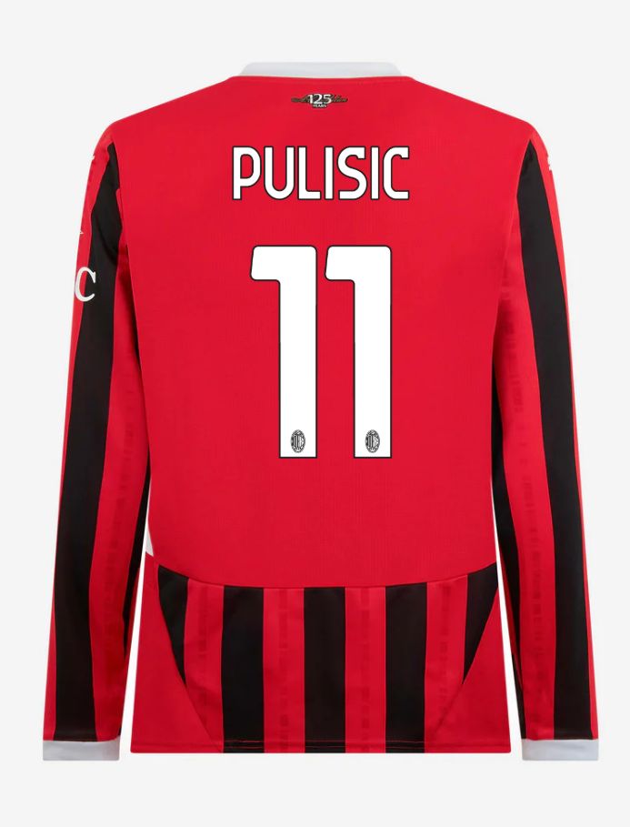 AC Milan Home Long Sleeve Pulisic 11 Serie A Jersey 24-25