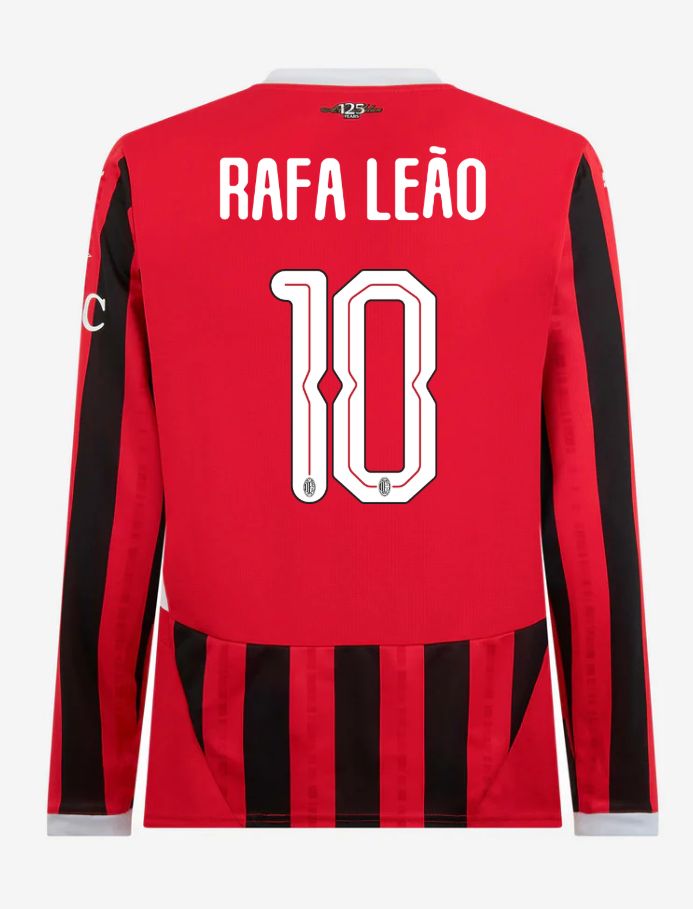 AC Milan Home Long Sleeve Rafa 10 Leão Champions League Jersey 24-25