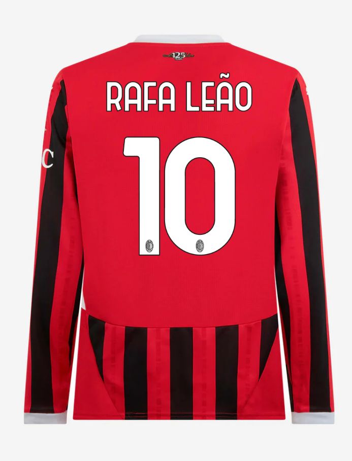 AC Milan Home Long Sleeve Rafa 10 Leão Serie A Jersey 24-25