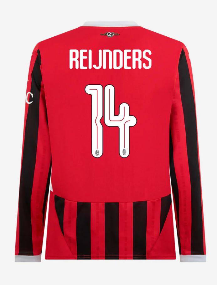 AC Milan Home Long Sleeve Reijnders 14 Champions League Jersey 24-25