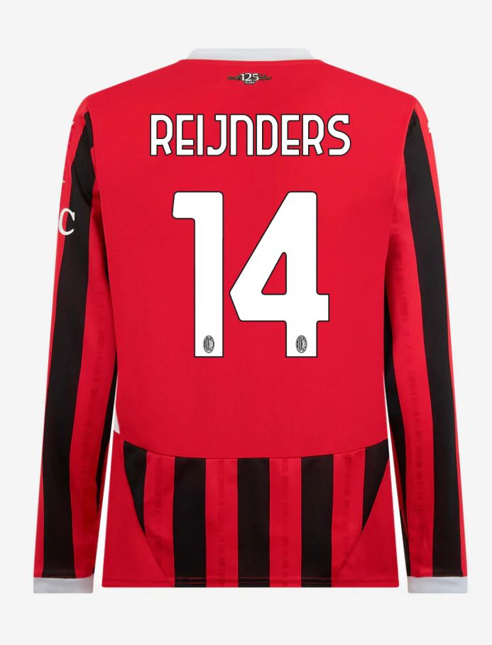 AC Milan Home Long Sleeve Reijnders 14 Serie A Jersey 24-25