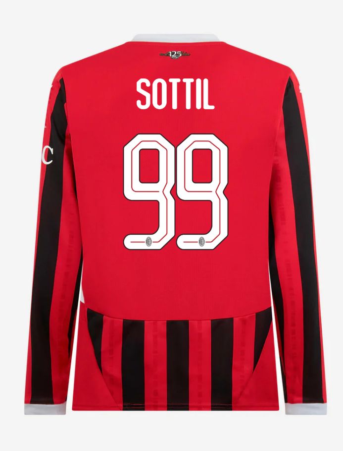 AC Milan Home Long Sleeve Sottil 99 Champions League Jersey 24-25