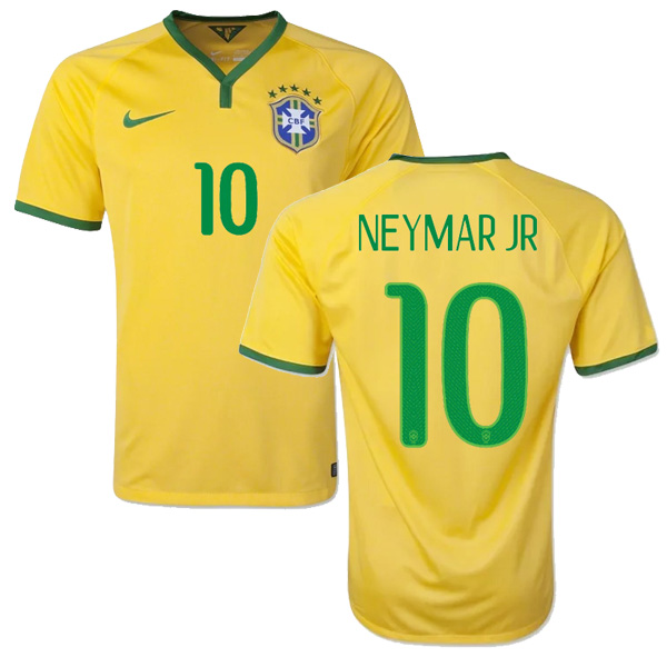 2014 Brazil Home Neymar Jr 10 Retro Jersey