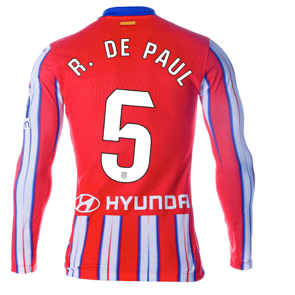 24-25 Atletico Madrid Home LS R. DE PAUL 5 Jersey (Player Version)