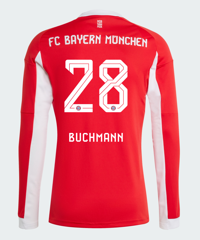 Bayern Munich Home Buchmann 28 Long Sleeve Jersey 25-26