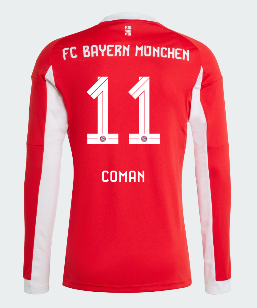 Bayern Munich Home Coman 11 Long Sleeve Jersey 25-26