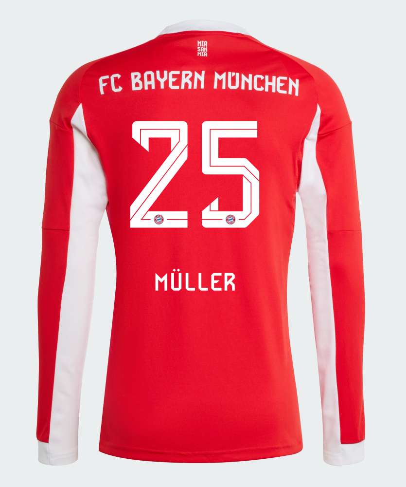 Bayern Munich Home Müller 25 Long Sleeve Jersey 25-26