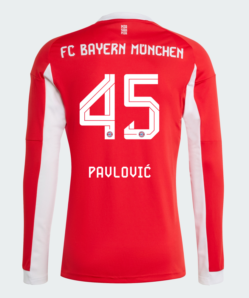 Bayern Munich Home Pavlović 45 Long Sleeve Jersey 25-26