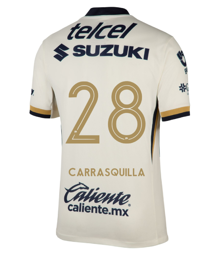 Pumas UNAM Home CARRASQUILLA 28 Jersey 25-26