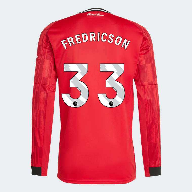 Manchester United Home Long Sleeve FREDRICSON 33 Jersey 25-26