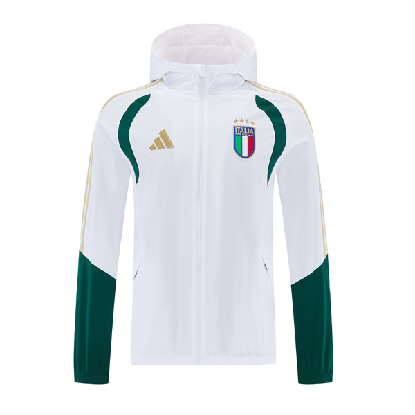 2026 Italy Windbreaker Hoodie Jacket White